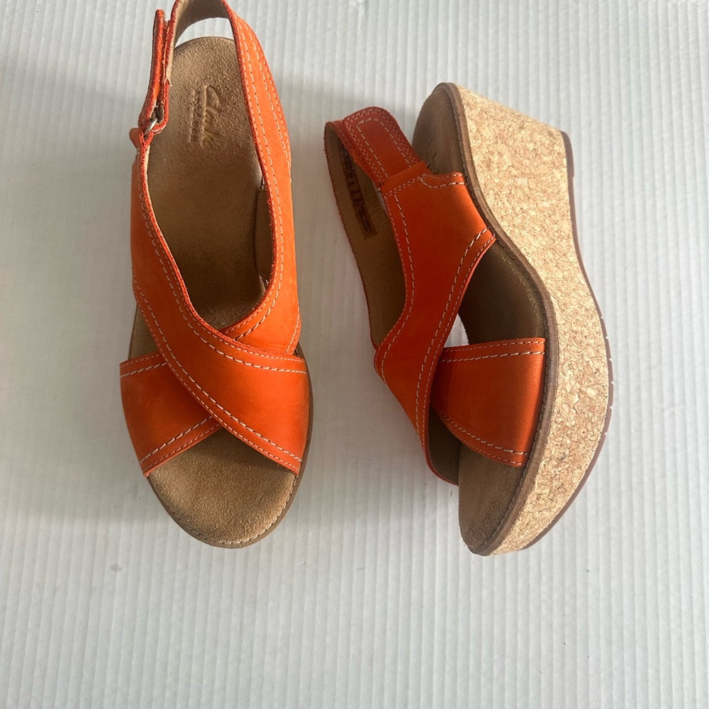 Clarks Orange Wedge Sandals